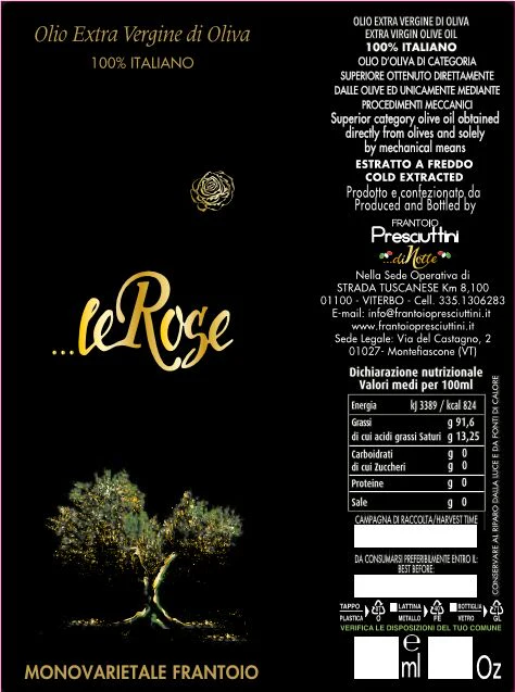 Olio EVO - Le Rose - 500ml -NUOVO RACCOLTO 2025 - MONOVARIETALE FRANTOIO PLURIPREMIATO - Image 2